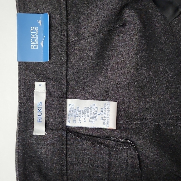 Ricki's Heathered Grey Stretch Mid Rise Fitted Subtle Flare Pants Regular Size 6 - Picture 8 of 14